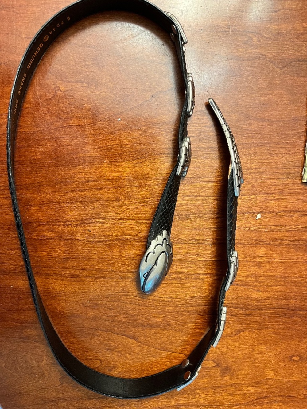 Genuine snakeskin belt